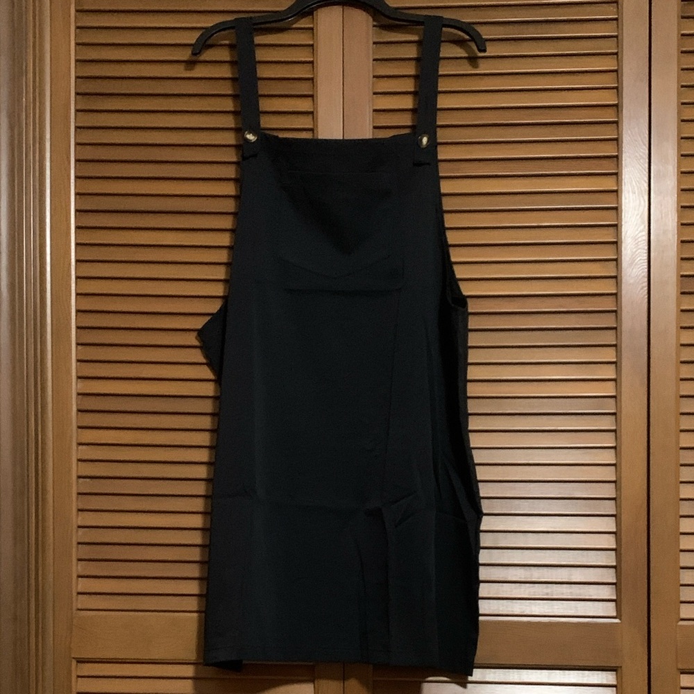 NWOT Black Overall Dress Buttons 3X
